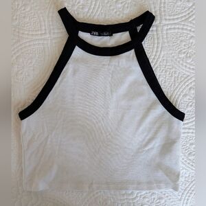 Zara 90s Halter Top‎ with Contrast Trim Cropped Skater Sexy Rave
